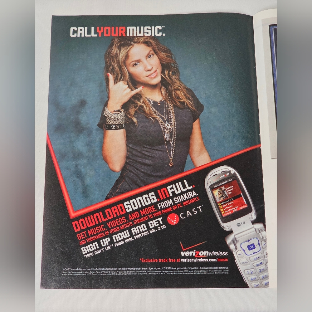 Shakira Verizon Wireless Magazine Photo Print Ad 2006 Music Vcast Promo Isabel